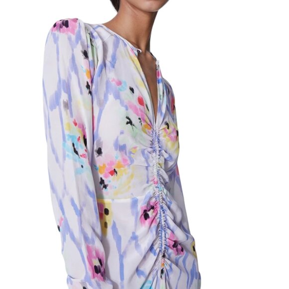 MARIA CHER Fatima Arya Ruched A-Line Maxi Dress,  Multi floral tones, Size 2 - Picture 2 of 16